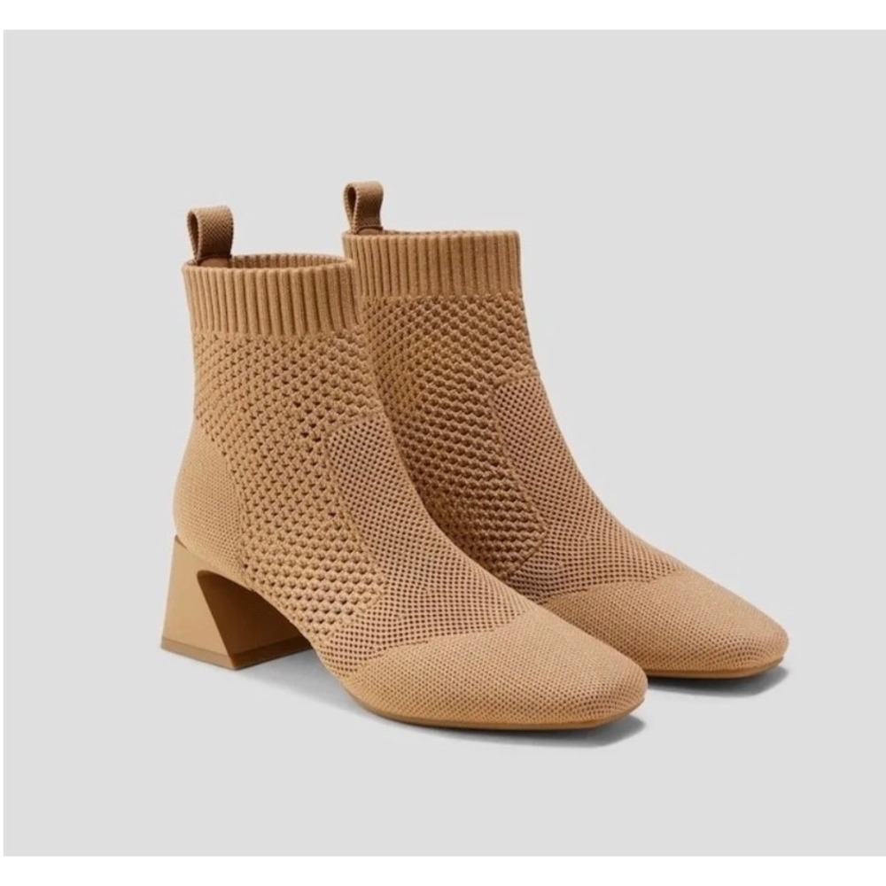 VIVAIA Knit Sock Boots Square Heel Ankle Booties size EU/39.5 US/8.5